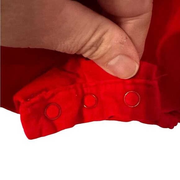 Vintage Layette 3 Piece Red Piping on Shirt, Overalls, Jacket w/Train Size 6/9mo - Picture 2 of 12